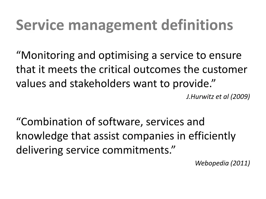 service management definitions
