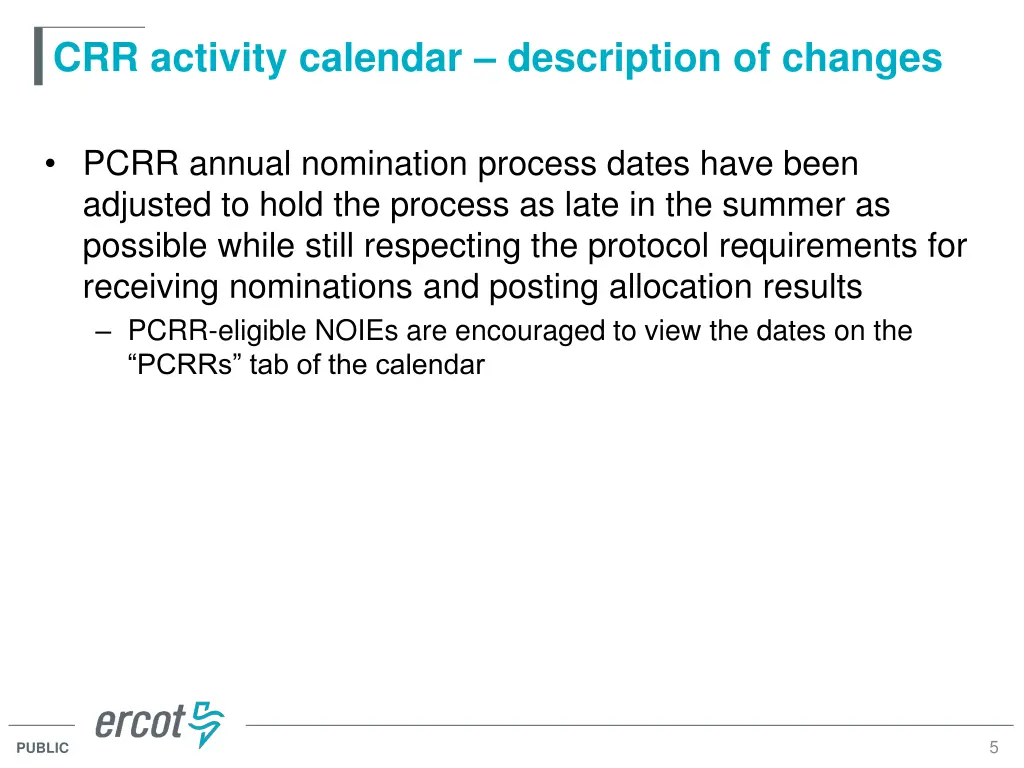crr activity calendar description of changes 2