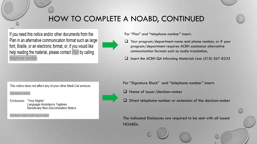 how to complete a noabd continued