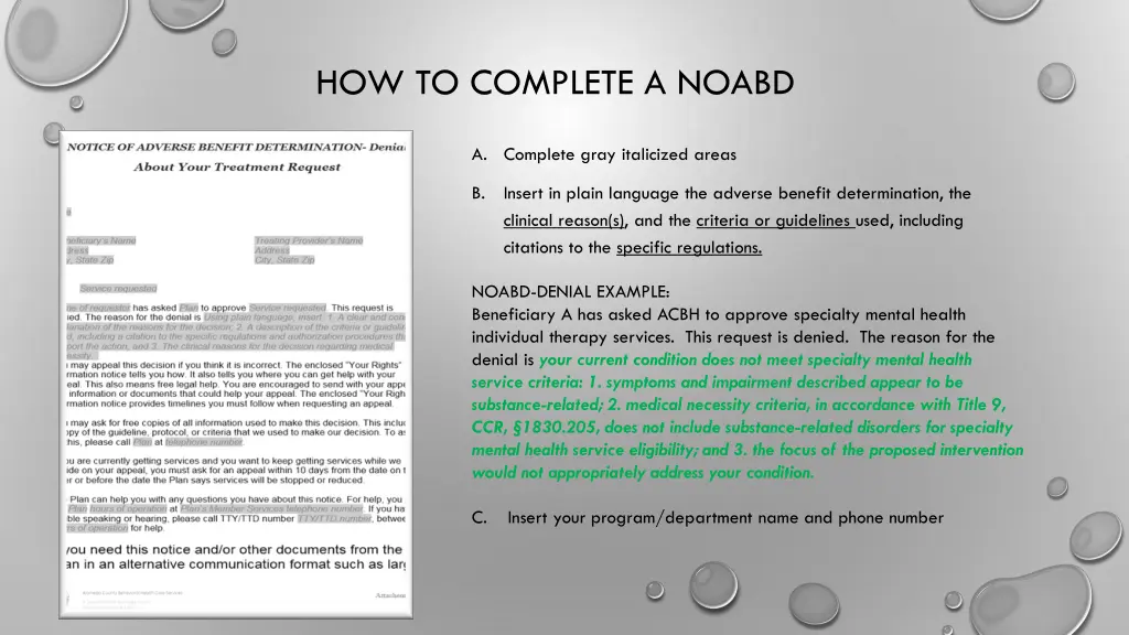 how to complete a noabd