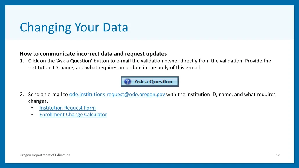 changing your data