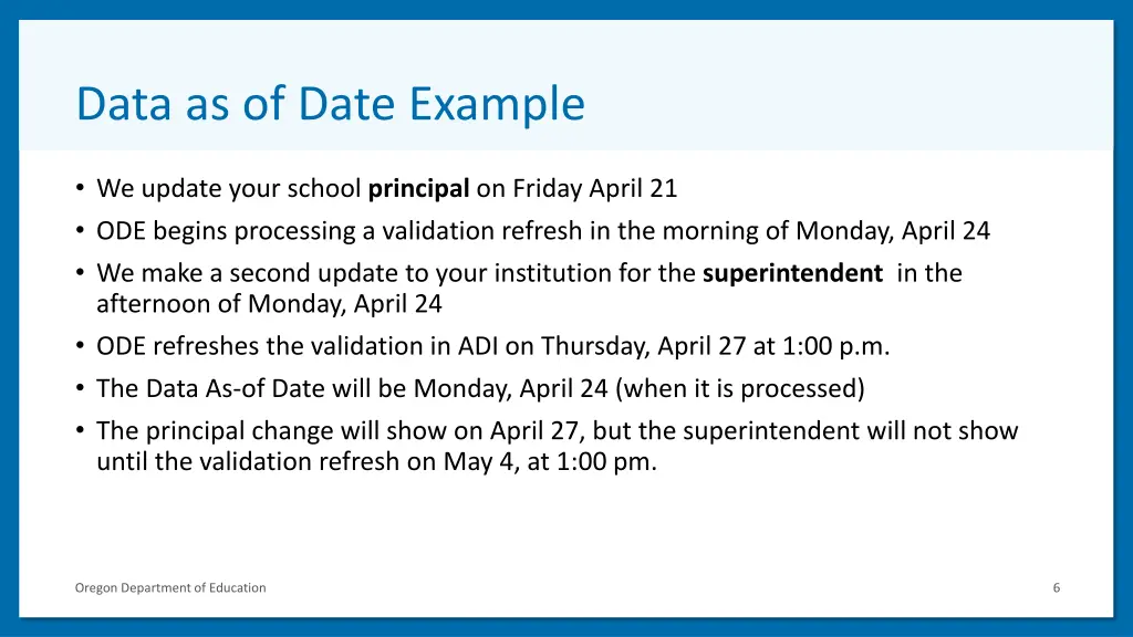 data as of date example