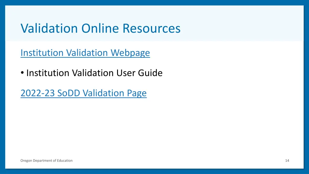 validation online resources
