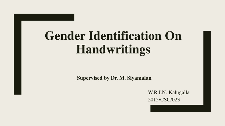 gender identification on handwritings