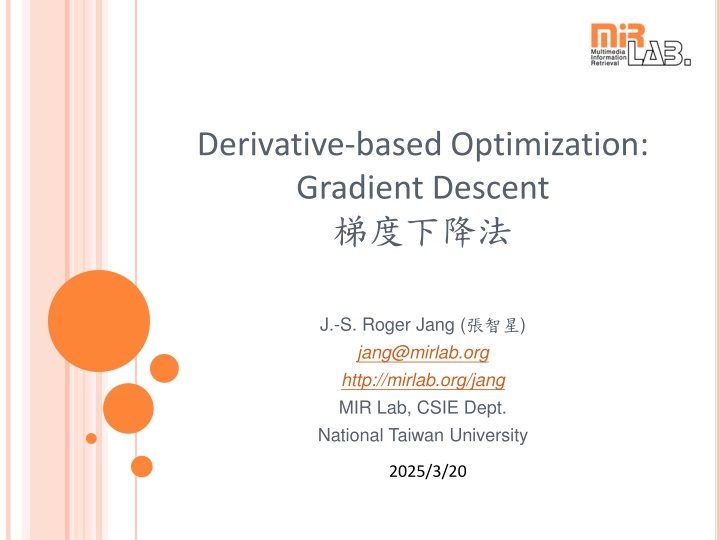 derivative based optimization gradient descent