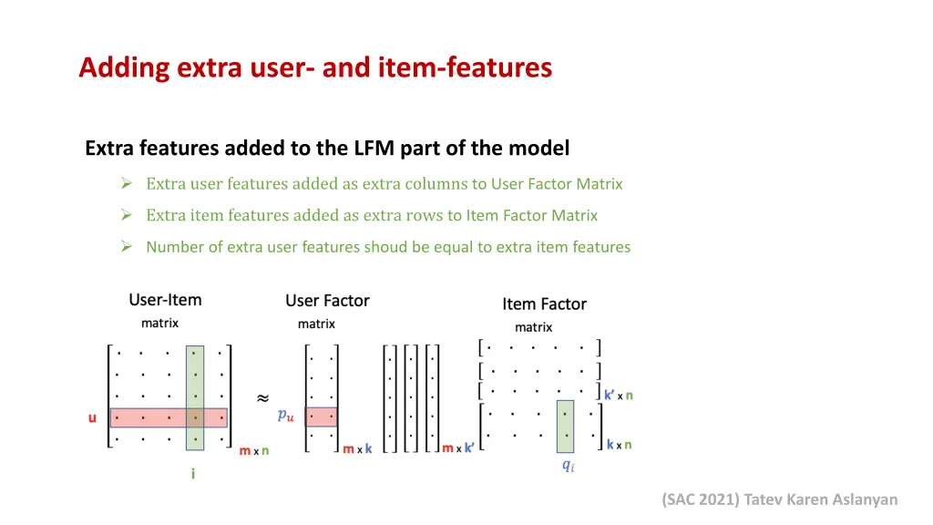 adding extra user and item features