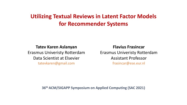 utilizing textual reviews in latent factor models