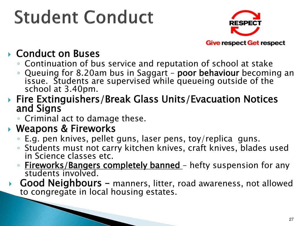 conduct on buses continuation of bus service