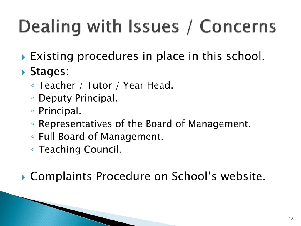 existing procedures in place in this school