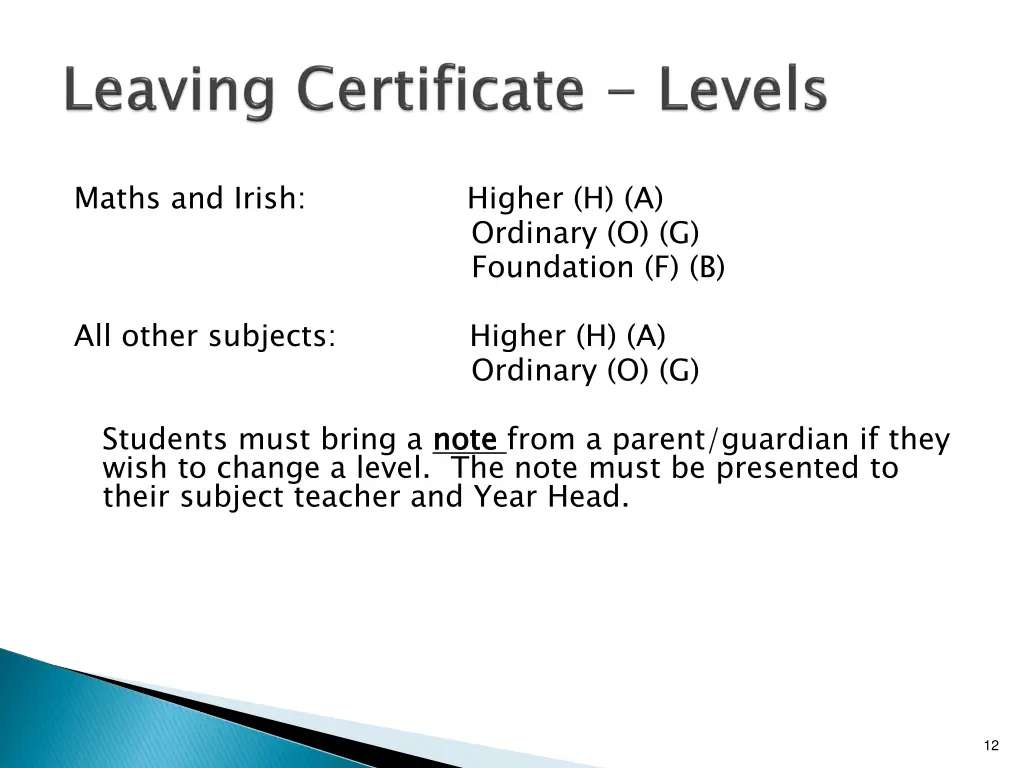 maths and irish higher h a