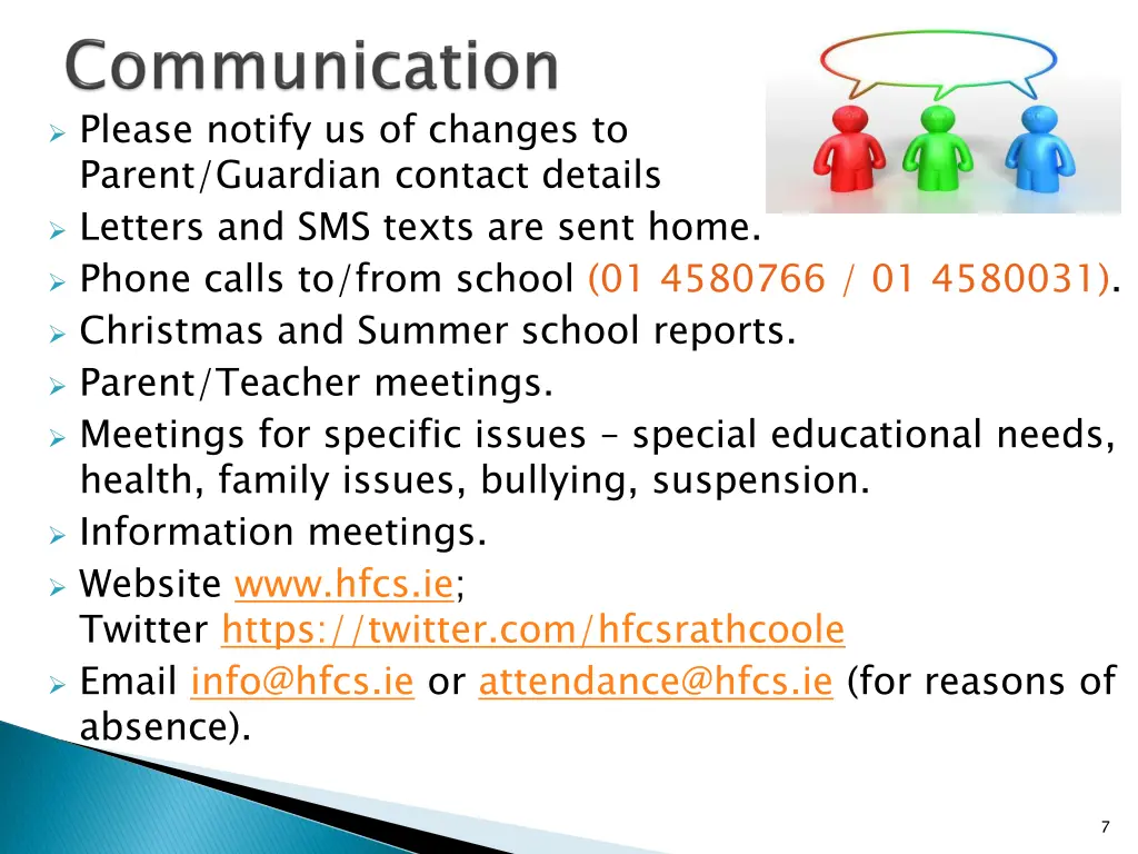 please notify us of changes to parent guardian