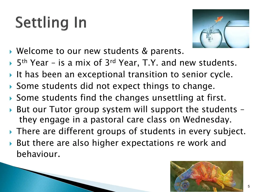 welcome to our new students parents 5 th year