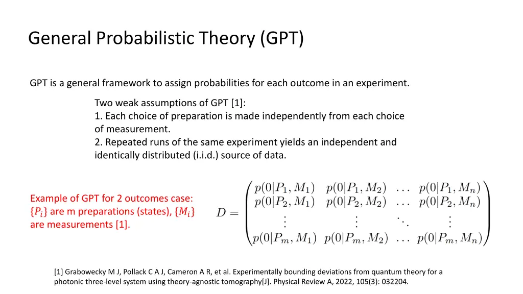 general probabilistic theory gpt