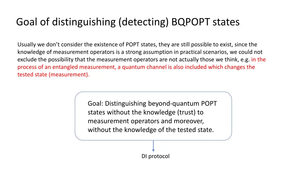 goal of distinguishing detecting bqpopt states