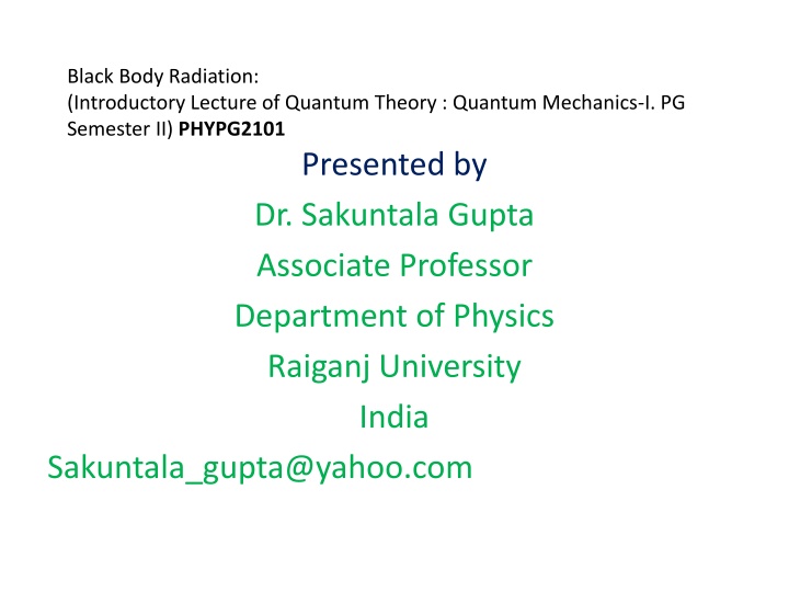 black body radiation introductory lecture