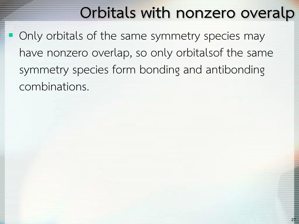 orbitals with nonzero overalp only orbitals