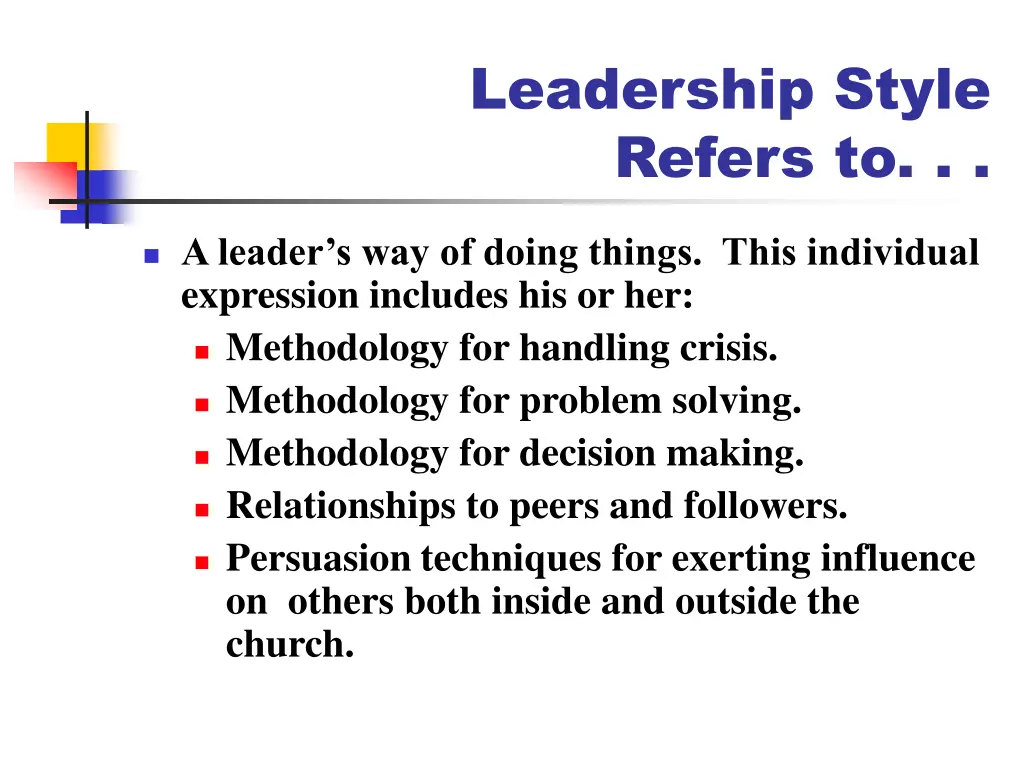 leadership style refers to