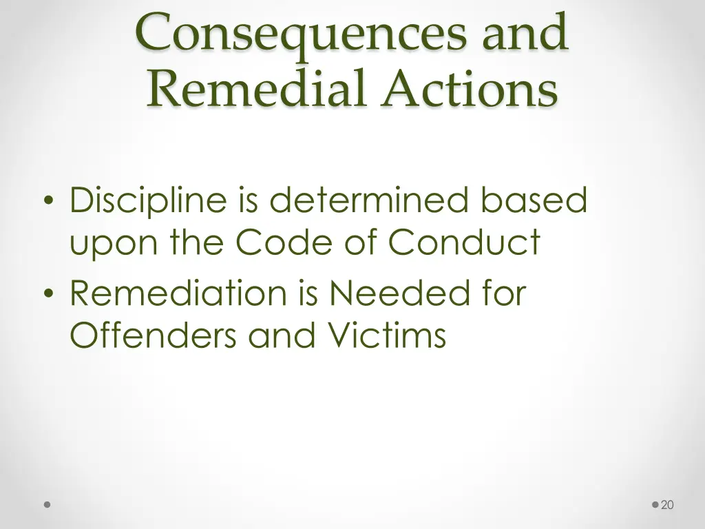 consequences and remedial actions