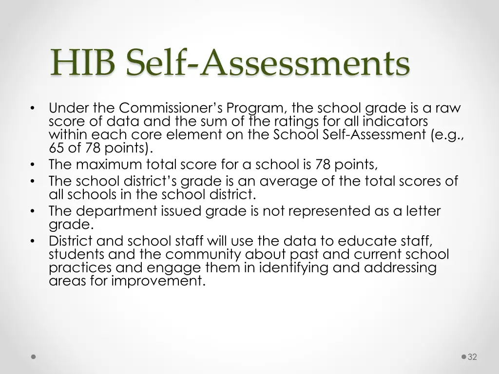 hib self assessments 1