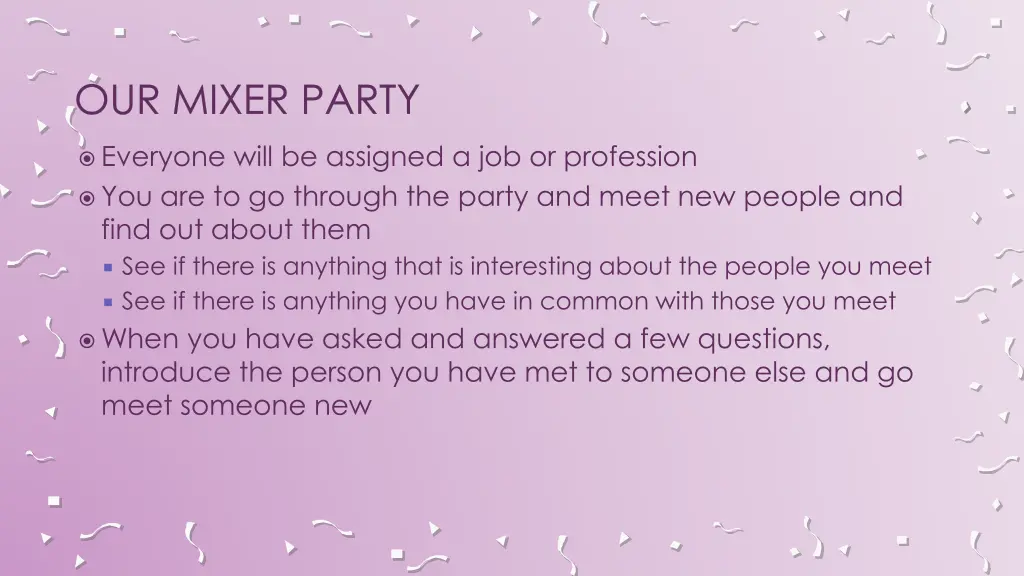 our mixer party