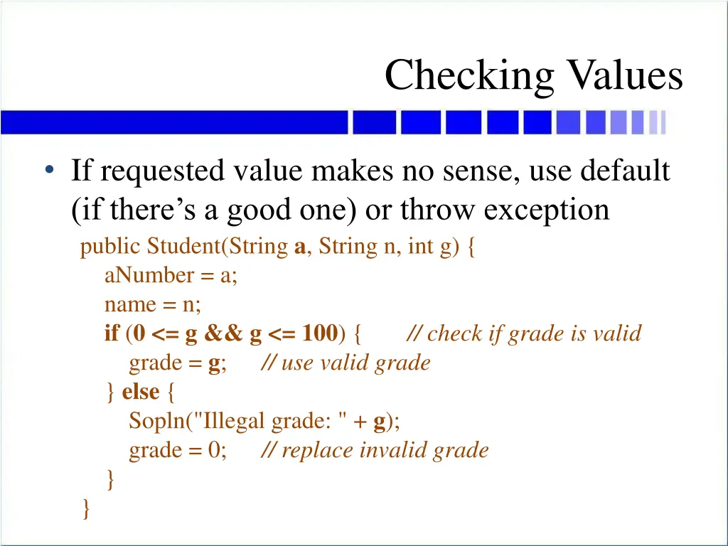checking values