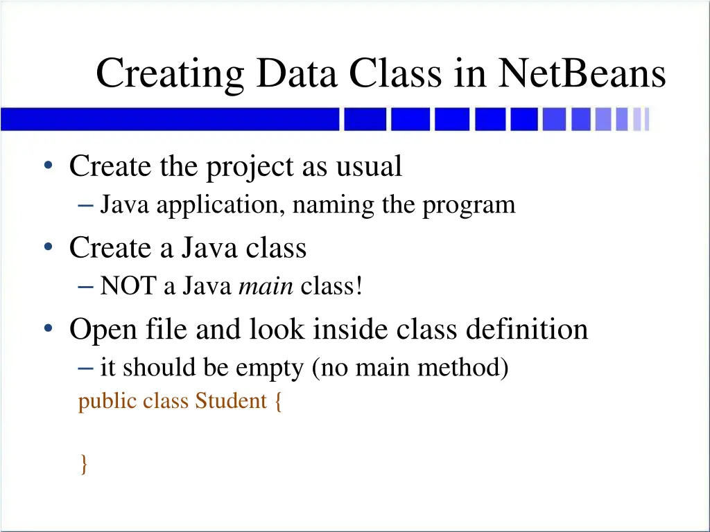creating data class in netbeans