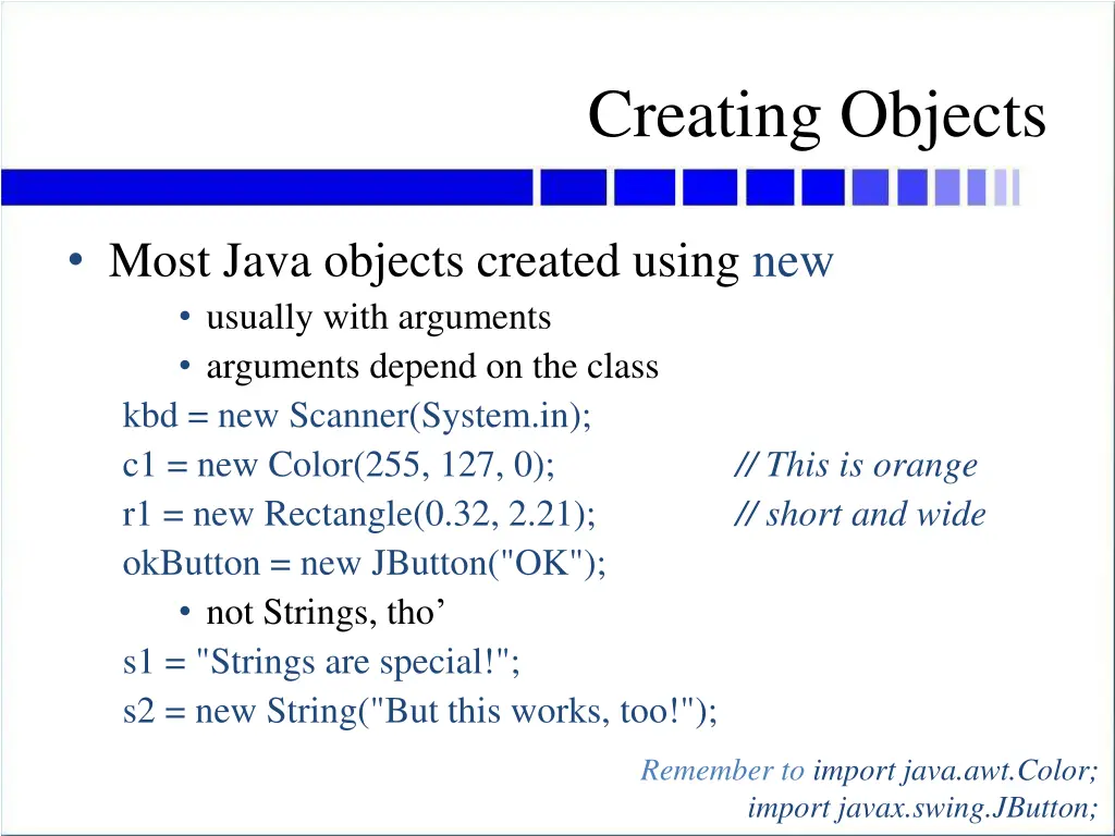 creating objects
