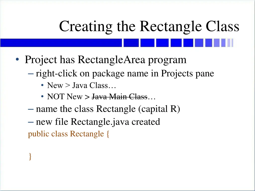 creating the rectangle class