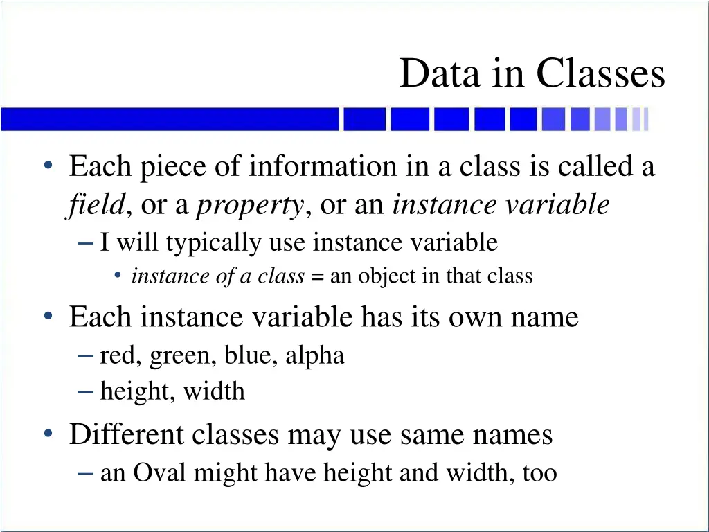 data in classes