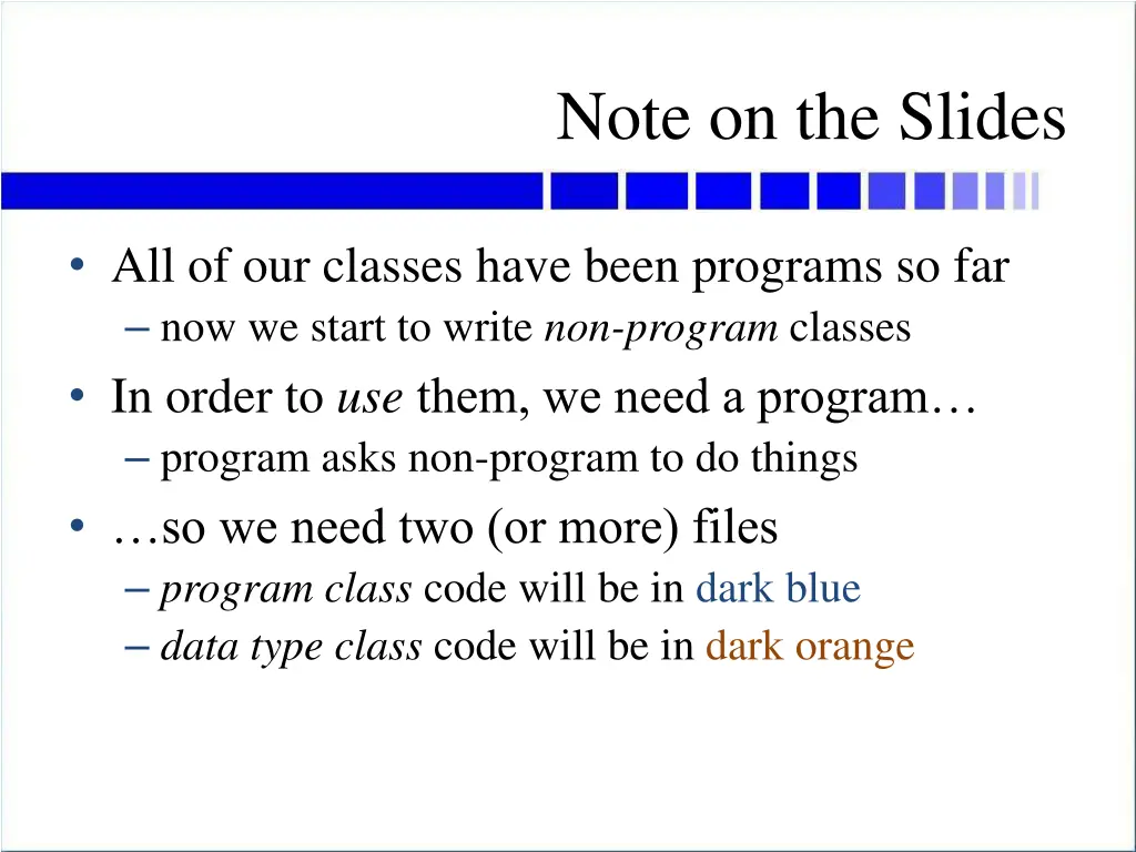 note on the slides