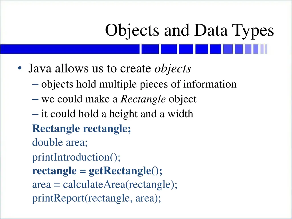 objects and data types