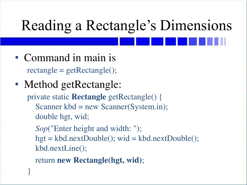 reading a rectangle s dimensions
