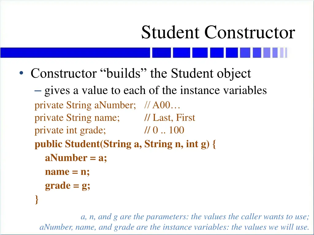 student constructor