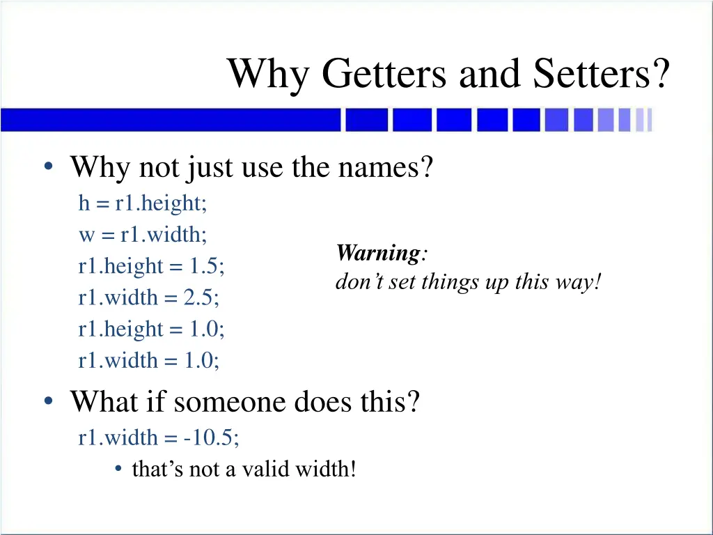 why getters and setters