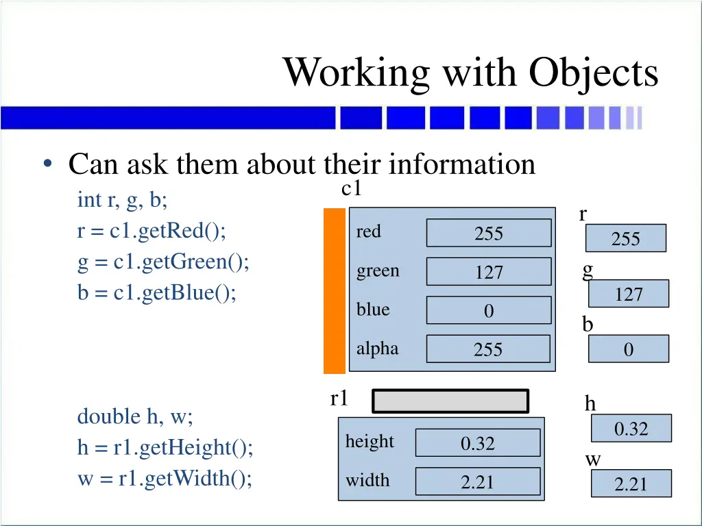 working with objects