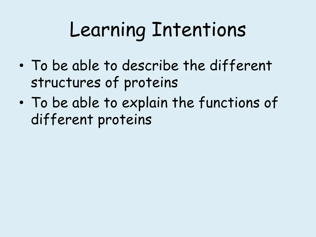 learning intentions