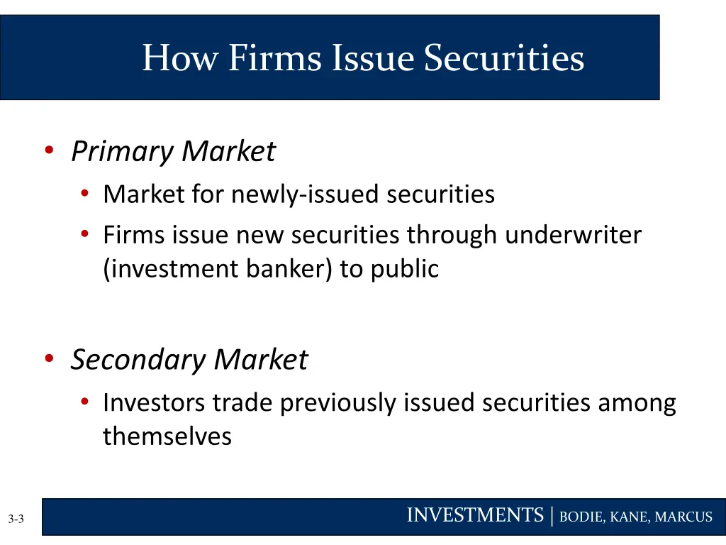 how firms issue securities