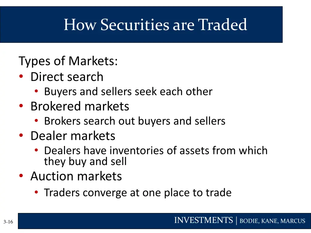 how securities are traded