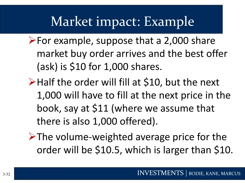 market impact example for example suppose that