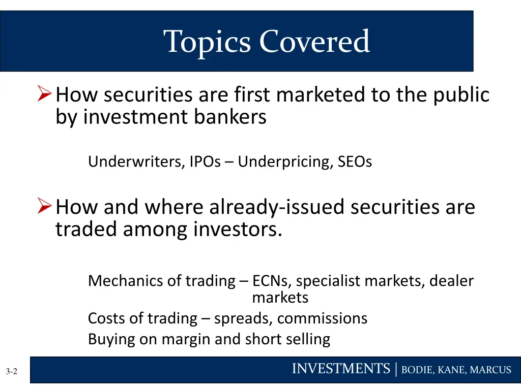 topics covered