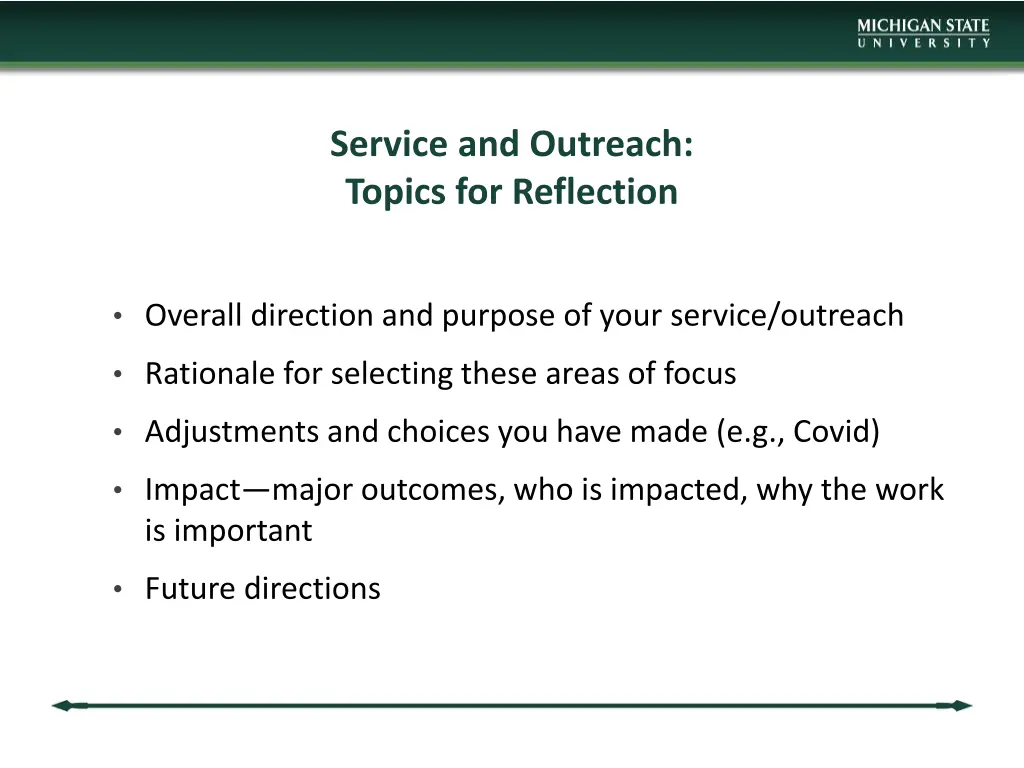 service and outreach topics for reflection