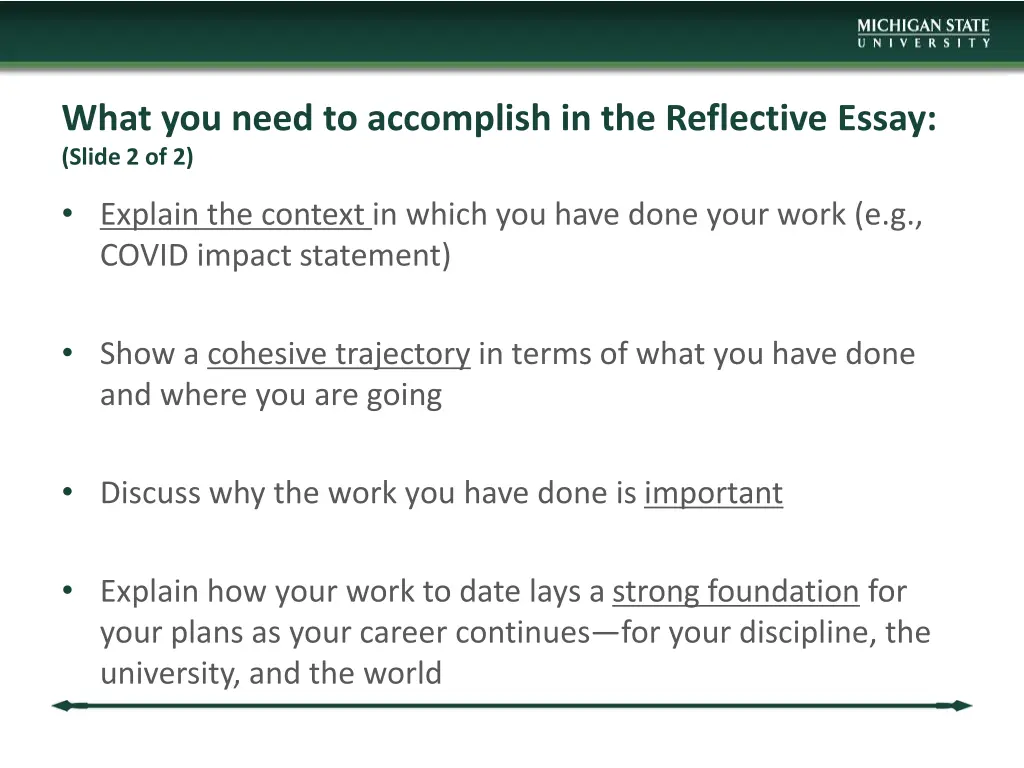 what you need to accomplish in the reflective 1