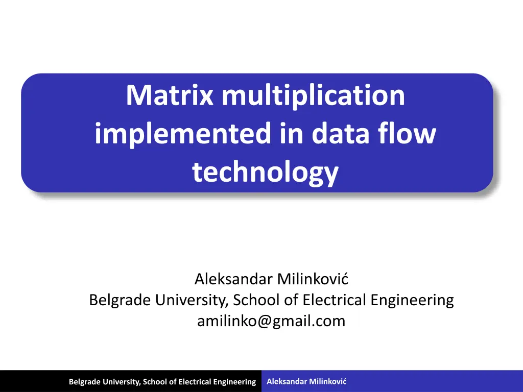 matrix multiplication implemented in data flow 1