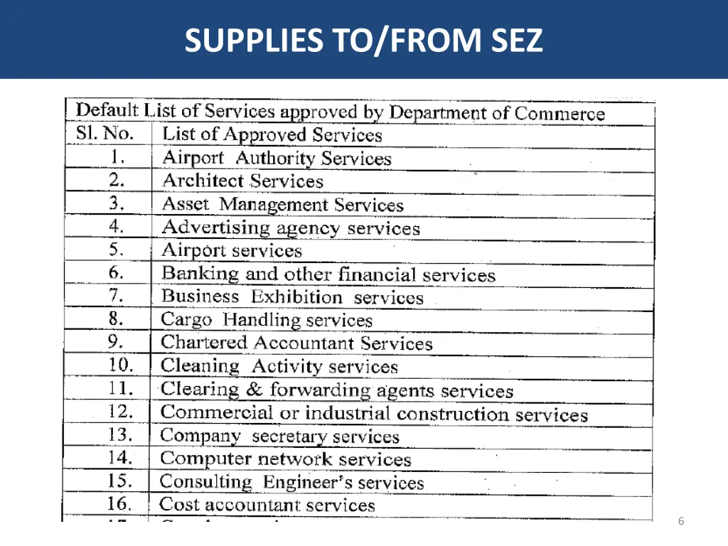 supplies to from sez 3