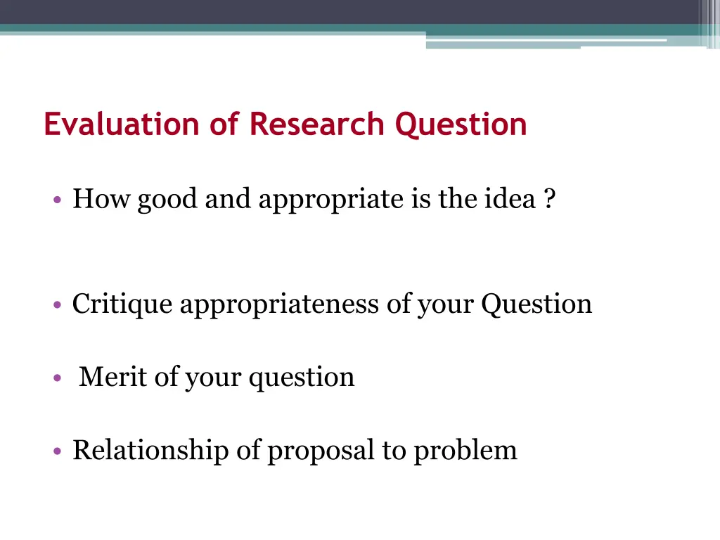 evaluation of research question