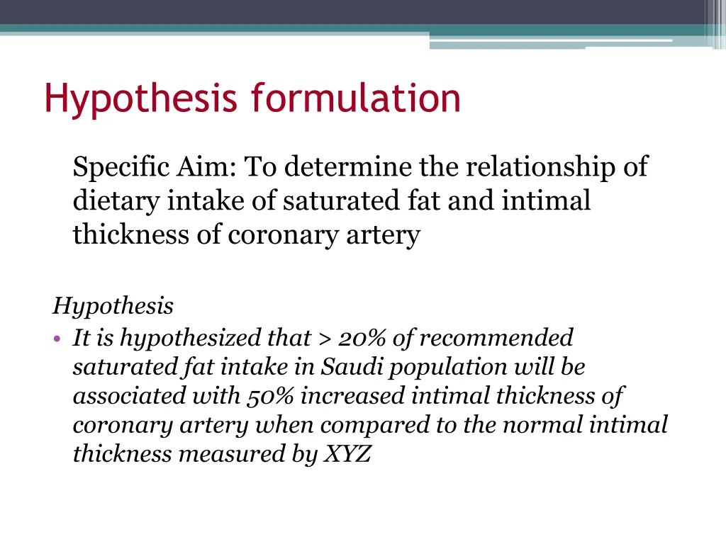 hypothesis formulation