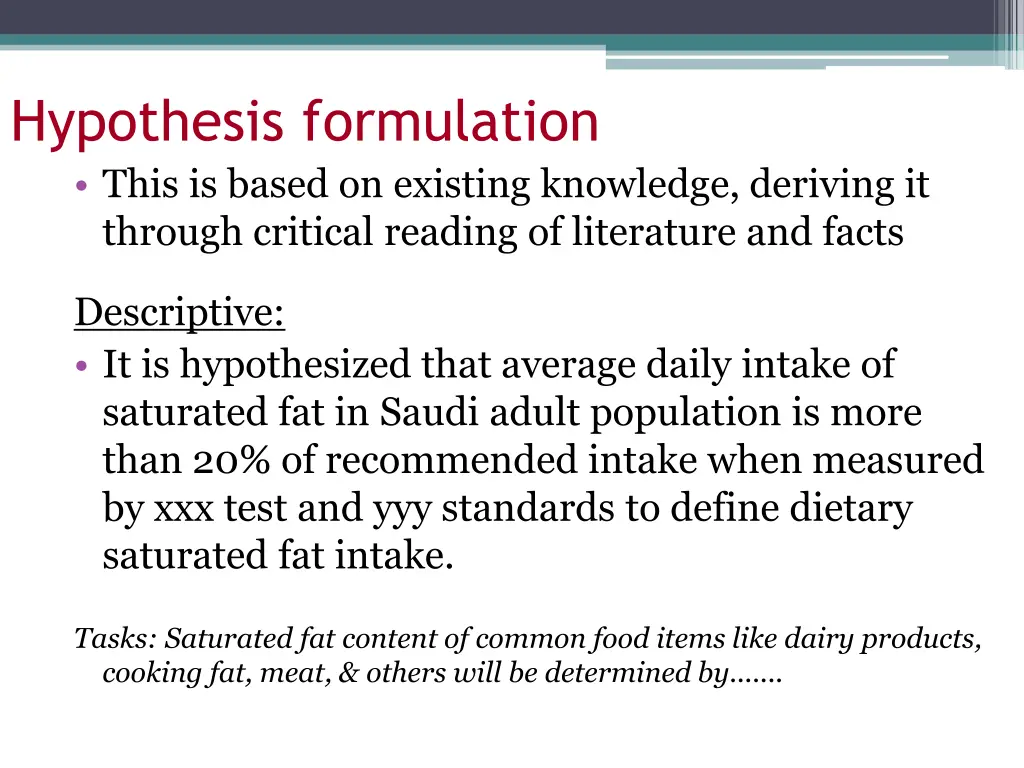 hypothesis formulation this is based on existing