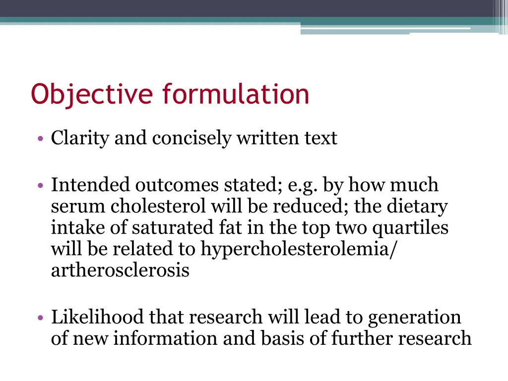 objective formulation