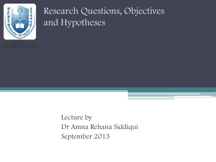 research questions objectives and hypotheses