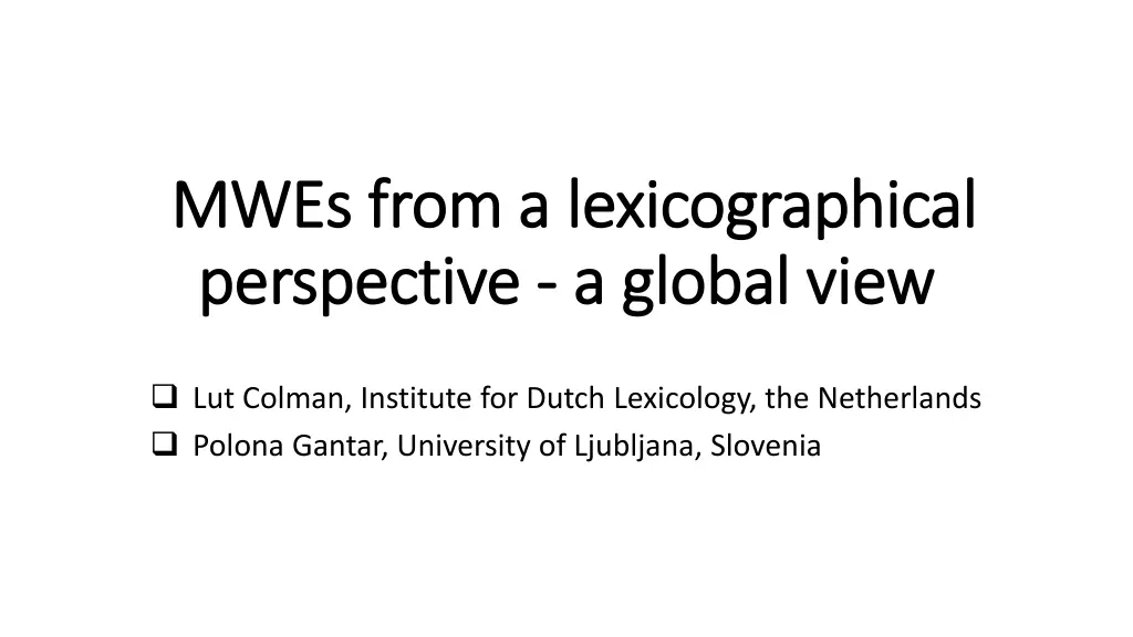 mwes from a lexicographical mwes from